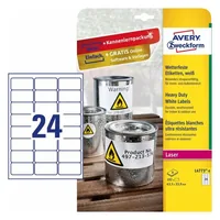 AVERY ZWECKFORM Etiketten Laser 63,5x33,9mm L47738 weiss, wetterfest 8 Blatt