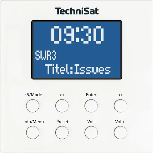 Technisat DAB+ Radio DigitRadio Up 1 Weiss - Widerstandsfähigkeit: Keine Angabe - Radio Tuner: DAB+ - FM - Stromversorgung: Netzbetrieb - Detailfarbe: Weiss - Streaming Formate: Keine - Ausstattung: Display - Equalizer - Schlummerfunktion - Senderspeicher