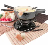 Swissmar Fondue-Set All-in-One 9 Teile, Grau - Anzahl Personen: 6 - Materialtyp: Metall - Material: Edelstahl - Betriebsart: Pastenbrenner - Kompatible Kochfelder: Elektro - Gas - Glaskeramik - Halogen - Induktion - Detailfarbe: Grau