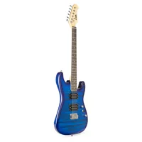 MAX E-Gitarre GigKit Quilted Style Blau - Gitarrenkoffer / Gigbag: Gigbag - Hals: Linde - Tonabnehmerbestückung: HH - Gitarrensteg: Tremolo - Leistung AMP: 0 W - Set: Ja