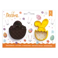 Decora Guetzli-Ausstecher Osterhase und Osterkorb Set 2 Stück - Materialtyp: Kunststoff - Material: Kunststoff - Verpackungseinheit: 2 Stück - Detailfarbe: Gelb - Braun - Produkttyp: Guetzli-Ausstecher