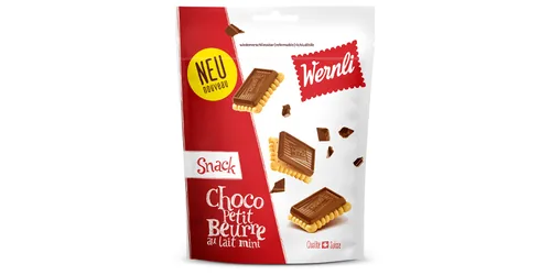 Wernli Guetzli Choco Petit Beurre au lait mini Snack 80 g - Produkttyp: Schokolade - Nährwertangabe pro: 100 g - Energiegehalt (in kj): 2125 KJ - Energiegehalt (in kcal): 507 Kcal - Fett: 24 g - Gesättigte Fettsäuren: 12 g