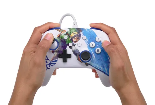 Power A Enhanced Wired Controller Master Sword Attack - Plattform: Nintendo Switch - Nintendo Switch OLED-Modell - Verbindungsmöglichkeiten: Kabelgebunden - USB Typ-A - Controller Typ: Gamepad - Detailfarbe: Blau - Mehrfarbig - Weiss