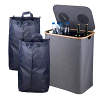 relaxdays Recyclingbehälter 170 L Grau - Anzahl Behälter: 2 - Fassungsvermögen: 170 l