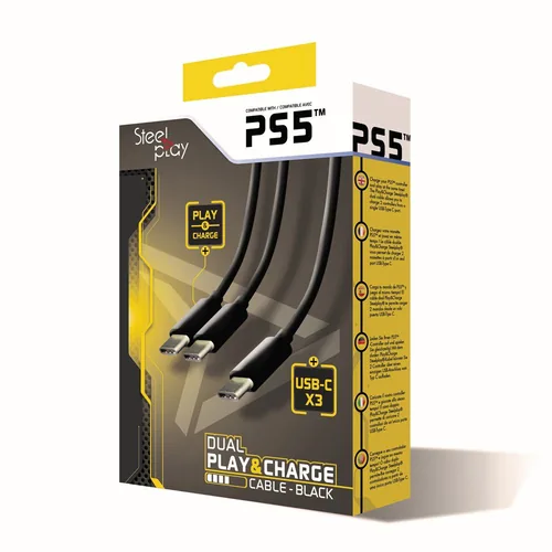 Steelplay Dual Play & Charge Cable For Controllers - Black (PS5)