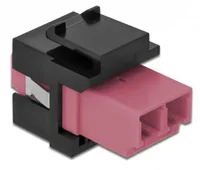 Delock Keystone-Modul LC Buchse zu LC  Buchse Violett / Schwarz - Modultyp: Keystone - Anschluss Front: Buchse LC - Anschluss Rück: Buchse LC - Medientyp: Netzwerk - Schirmung: Nein - Detailfarbe: Schwarz - Violett