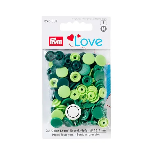 Prym Druckknöpfe Color Snaps Love Grün, Ø 12,4 mm, 30 Stück - Detailfarbe: Grün