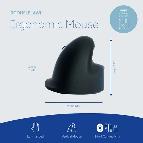 R-Go Tools RGOHELELAWL souris Gauche Bluetooth Optique 2400 DPI