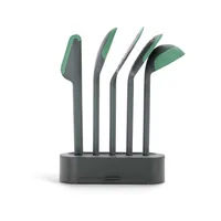 Lékué Küchenutensilien mit Ständer PBT/Silikon, Grün/Schwarz - Detailfarbe: Grün - Spülmaschinenfest: Ja - Material Küchenhelfer: Kunststoff - Silikon