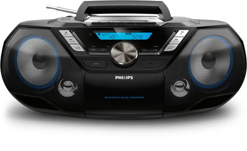 Philips Radio/CD-Player AZB798T/12 Schwarz - Radio Tuner: FM - DAB+ - Stromversorgung: Batteriebetrieb - Netzbetrieb - Detailfarbe: Schwarz - Ausstattung: Kassettendeck - Sleep-Timer - Fernbedienung - CD-Player - Typ: Portabler Radio
