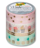 Folia Washi Tape Hotfoil Rosa/Gold/Grün - Detailfarbe: Rosa - Gold - Grün - Länge: 5 m - Set: Ja - Breite: 15 mm