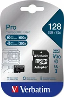 Verbatim microSDXC Pro     128GB Class 10 UHS-I incl Adapter