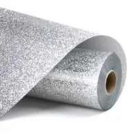 LOKLIK Plotterfolie Glitzer 30.5 x 90 cm, 1 Stück, Silber - Geeignet für Drucker: Nein - Detailfarbe: Silber - Aussenanwendung: Ja - Selbstklebend: Nein - Aufbügelbar: Ja - Folientyp: Vinylfolie