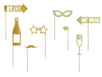 Partydeco Partyaccessoire Photo Booth Lets Celebrate 8-teilig, Gold - Packungsgrösse: 1 Stück - Produkttyp: Partyaccessoire - Material: Papier - Detailfarbe: Gold - Motto: Silvester - Hochzeit - Disco-Fever - Bachelorette Party - Geburtstag