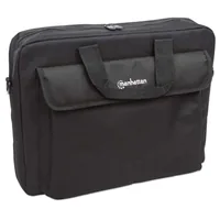 Manhattan London Laptop Bag 15.6", Top Loader, Black, LOW COST, Accessories Pocket, Shoulder Strap (removable), Notebook Case, Three Year Warranty