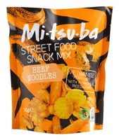 Mitsuba Street Food Mix Beef Noodles 140 g - Produkttyp: Salzgebäck - Nährwertangabe pro: 100 g - Energiegehalt (in kj): 2254 KJ - Energiegehalt (in kcal): 537 Kcal - Fett: 33.7 g - Davon gesättigte Fettsäuren: 4.9 g
