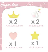 ScrapCooking Zuckerdekore Prinzessin 6 Stück - Zertifikate: Keine Zertifizierung - Packungsgrösse: 12 g - Nährwertangabe pro: 100 g - Energiegehalt (in kcal): 396 Kcal - Energiegehalt (in kj): 1681 KJ - Fett: 0.5 g