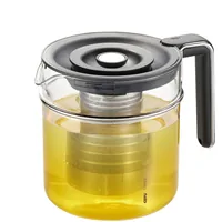 GEFU Teekanne T-Prep 1.5 l, Schwarz/Silber/Transparent - Material: Edelstahl - Silikon - Kunststoff - Borosilikatglas - Detailfarbe: Schwarz - Transparent - Silber - Filtertyp: Edelstahlfilter - Fassungsvermögen: 1.5 l - Kompatible Kochfelder: Teelichter 