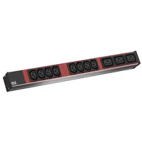 BACHMANN IT PDU 19 inch 1U 8xC13 red 3xC19 red -  aluminium profile clip angle -  2m power cord C20