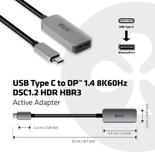 CLUB3D CAC-1567 USB graphics adapter 7680 x 4320 Pixel Schwarz, Silber
