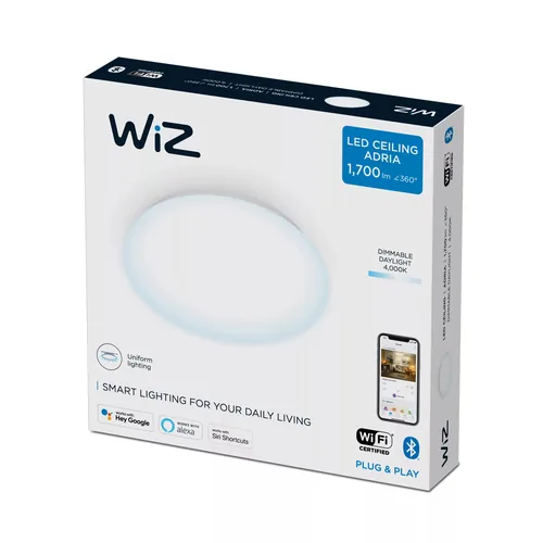 WiZ Deckenleuchte Adria 17W 4000K Einzelpack - Lampensockel: LED fest verbaut - Farbtemperatur Kelvin: 4000 K - Aussenanwendung: Nein - Gesamtleistung: 17 W - Leuchten Kategorie: Deckenleuchte - Lichtfarbe: Neutralweiss (NW)