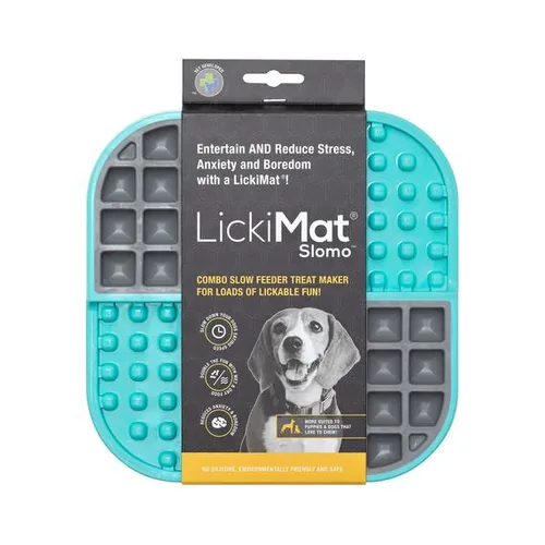 LickiMat Futtermatte Slomo 20 x 20 cm, Türkis - Material: TPR - Tierart: Katze - Hund - Produkttyp: Futternapf