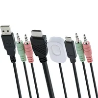 InLine KVM Switch - 2-fach - USB-C + HDMI zu HDMI - 4K - mit Audio - integr. Kabel