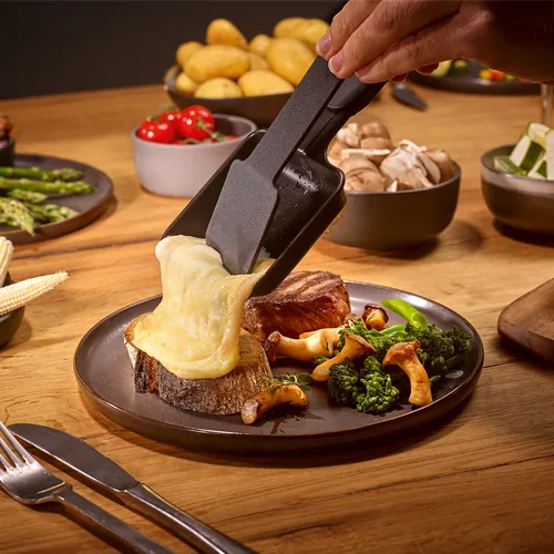 Severin Racletteofen Black Line Lite Mini RG 2360 4 Personen - Anzahl Personen: 4 - Funktionen: Antihaftbeschichtung - Grillplatte - Raclette - Regelbarer Thermostat - Rutschfeste Füsse - Connect-System: Keine Angaben - Grillplatte: Keramik - Pfännchenabl