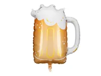 Partydeco Folienballon Bier Mass inkl. Strohhalm 66 x 54 cm, 1 Stück - Packungsgrösse: 1 Stück - Grösse: 66 x 54 cm - Motiv: Bier - Produkttyp: Folienballon - Material: Folie - Detailfarbe: Weiss - Gold