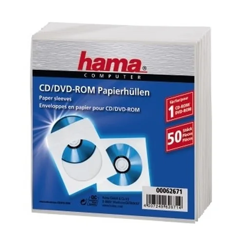 1x50 Hama CD-ROM-Papierhüllen weiss                      62671