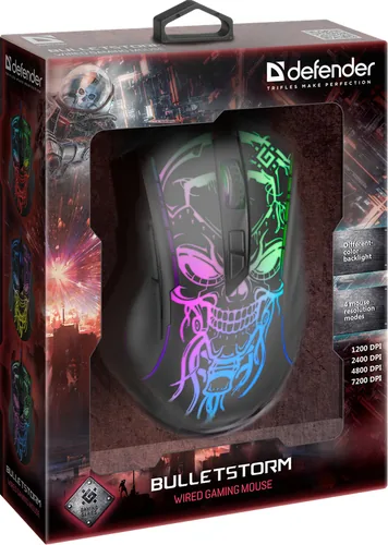 Gaming, optic, wired mouse  DEFENDER GM-928 BULLETSTORM 7200dpi 7P illuminate