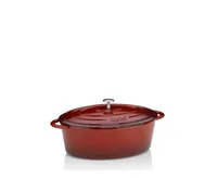 Kela Bräter Calido oval 33 cm, Rot - Material: Gusseisen - Topfart: Bräter - Kompatible Kochfelder: Glaskeramik - Gas - Induktion - Elektro - Antihaftbeschichtung: Nein - Detailfarbe: Rot - Set: Nein
