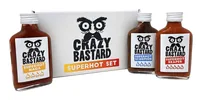 Crazy Bastard Sauce Sauce Superhot Set 3 x 100 ml - Produkttyp: Chilisauce - Nährwertangabe pro: 100 g - Energiegehalt (in kj): 290 KJ - Energiegehalt (in kcal): 69 Kcal - Fett: 0.7 g - Gesättigte Fettsäuren: 0.1 g