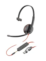 HP Poly Blackwire 3215 Monaural USB-C Headset +3.5mm Plug +USB-C/A Adapter (Bulk) Avec fil Arceau Bureau/Centre d'appels USB Type-A Noir