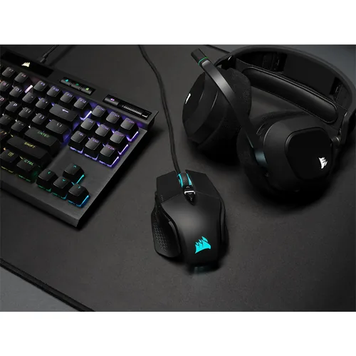 Corsair Gaming-Maus M65 RGB Ultra - Maus Features: Umschaltbare DPI-Auflösung - RGB-Beleuchtung - Daumentaste - Beleuchtung - Herausnehmbare Gewichte - Bedienungsseite: Rechtshänder - Detailfarbe: Lava Schwarz - Schwarz - Gewicht: 97 g - Verbindungsart: V