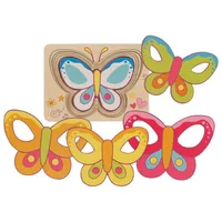 Goki Schichtenpuzzle Schmetterling 15 x 11 x 1.7 cm - Altersempfehlung ab: 2 Jahren - Material: Holz - Detailfarbe: Mehrfarbig