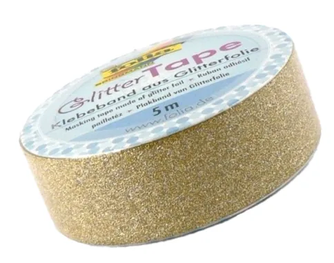 Folia Glitzer Tape Gold, 15 mm x 5 m - Detailfarbe: Gold - Länge: 5 m - Set: Nein - Breite: 15 mm
