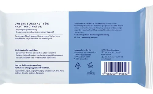 HIPP Feuchttücher Babysanft Ultra sensitiv 5x 48 Stk. - Packungsgrösse: 240 Stück - Körperbereich: Alle Körperbereiche - Produkttyp: Feuchttücher