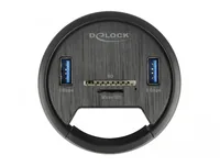 DELOCK 2 Port Tisch-Hub 2x SuperSpeed USB Typ-A und Card Reader fur SD und Micro