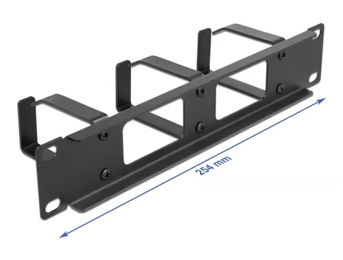 DeLOCK 10″ Cable Management Routing Panel with 2 openings and 3 hooks 1U black