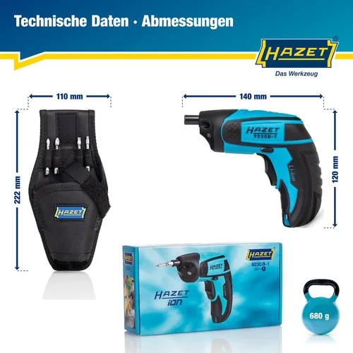 Mini-Akkuschrauber 9230B-1, 1/4""-Bits, inkl. Holster (blau/schwarz, 7-teilig)