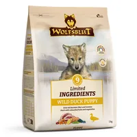 Wolfsblut Trockenfutter Puppy Wild Duck 1 kg - Tierbedürfnis: Kein besonderes Bedürfnis - Geschmacksrichtung: Gemüse - Zertifikate: Keine Zertifizierung - Fleischsorte: Ente - Futtereigenschaft: Getreidefrei - Produkttyp: Alleinfutter