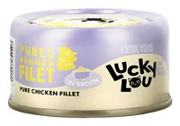 Lucky Lou Extra Food Hühnerfilet in Sud, 70 g - Tierbedürfnis: Kein besonderes Bedürfnis - Geschmacksrichtung: Geflügel - Zertifikate: Keine Zertifizierung - Fleischsorte: Huhn - Packungsgrösse: 70 g - Futtereigenschaft: Getreidefrei - Ohne künstliche Zus