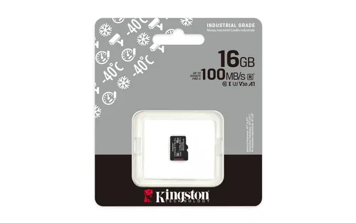KINGSTON 16GB -  microSDHC -  Industrial -  C10 -  A1 -  pSLC -  Card Single Pack w/o Adapter