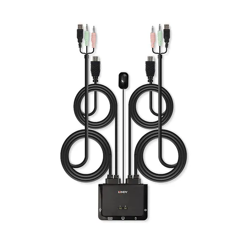 LINDY 2 Port HDMI 2.0 18G, USB 2.0 KVM Switch mit Audio