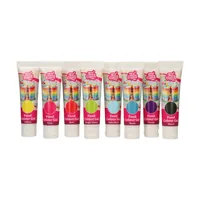 Funcakes Lebensmittelfarben-Set 8 Stück, mehrfarbig - Zertifikate: Keine Zertifizierung - Packungsgrösse: 260 g - Eigenschaft: Gel - Detailfarbe: Hellblau - Rosa - Grün - Blau - Violett - Gelb - Schwarz - Rot - Fairtrade: Nein - Bio: Nein