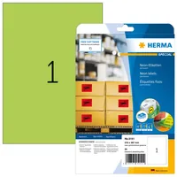 HERMA Neonetiketten A4 210 x 297 mm, Neon-Grün, 20 Stück - Klebehaftung: Permanent - Drucker Kompatibilität: Inkjet - Laser - Anzahl Blatt: 20 × - Papierformat: A4 - Anzahl Etiketten: 20 - Etikettentyp: Namens-Etiketten