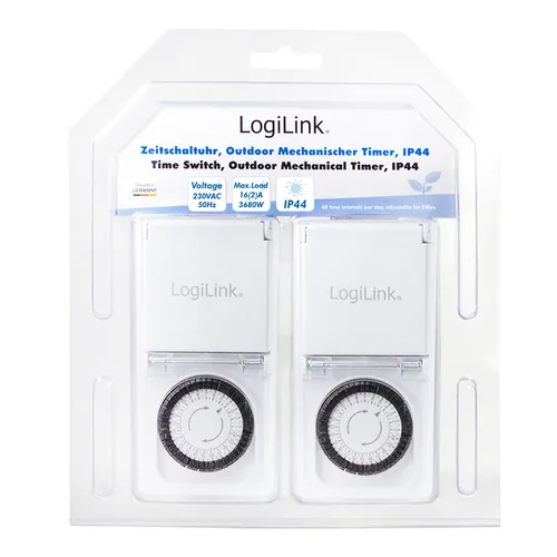 Logilink Zeitschaltuhr, mech. IP44, Outdoor, 2er Set