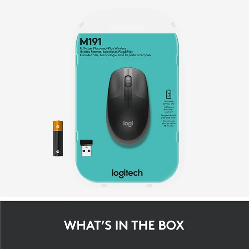Logitech Mouse M190 Wireless FULL-SIZE grey für mittelgroße bis große Hände