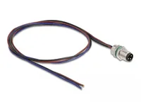 DeLOCK M8 panel-mount cable A-coded 3 pin male for panel with open cable ends front mounting 0.5 m